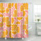DeeCabin Boho-Duschvorhang, abstraktes buntes Blumenmuster, Vintage-Retro-Patchwork, orange-rosa Blume, botanisch, geometrisch, ästhetisch, groovig, Badezimmer-Dekor, Duschvorhang-Set mit 12 Haken,