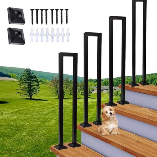Barandilla Escalera, 35-110cm Pasamanos Escalera, Barandillas Escalera Forma de U, Barandilla Escalera Interior/Exterior para Villas, Balcones, Pasillos (Negro, 75cm)