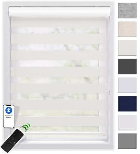 EFIXS Doppelrollo mit Kassette 200 x 175 cm (BxH) in schneeweiss/Duo Rollo mit Premium-Unterschiene/Doppelrollo zum Bohren in den Breiten 40-220 cm