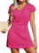 CUPSHE Women's Crochet Cover Up Swim Beach Button Short Sleeve Mini Dress Beachwear Hot Pink XL