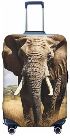 Dwrepo Gepäckabdeckung mit Elefanten-Druck, dehnbar, kratzfest, Reisekoffer-Abdeckung, waschbar, für 45,7 - 81,3 cm Gepäck, Schwarz , S