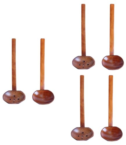 Milisten 6 Pcs Wooden Spoon Wooden Skimmer Kitchen Baking Pans Wood Spoon Japanese Ramen Sauce Ladles Soups Spoons Wooden Spatula for Cooking Noodle Spoon Big Dessert Spoon Non Stick Phoebe