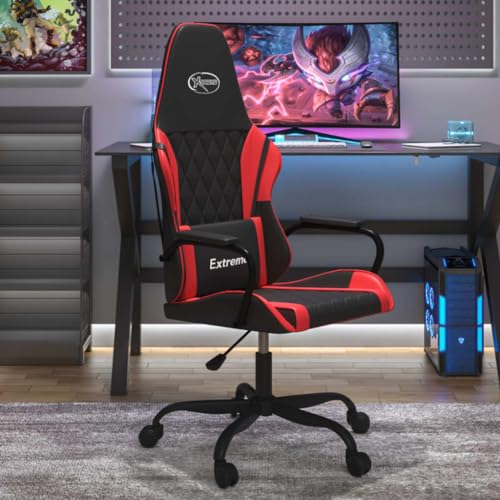 CIADAZ Gaming-Stuhl Schwarz und Rot Kunstleder, Pc Stuhl, Gaming Sessel, Gamerstuhl, Stühle Fürs Arbeitszimmer, Stühle Für Gaming, Playstation Sessel, Computerstuhl - 3143776