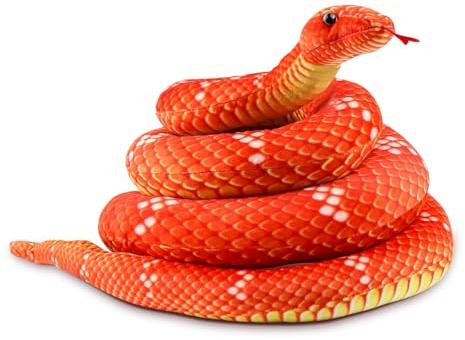 ANBOOR Riesige Schlange Stofftiere, Realistisches Plüsch-Schlangenspielzeug für Kinder als Geschenke oder Partyrequisiten (Rot)