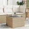 INLIFE Table de Jardin Dessus en Verre Beige 55x55x37cm résine tresséeMeubles,Mobilier de Jardin,Tables de jardin-17.6 lb-Beige-45571