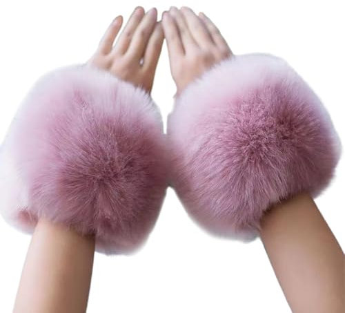 KGDUYC Handschuhe & Fäustlinge für Damen, armwärmer,Fell-Zierärmel, Handschuhe, winddichte Manschetten, Handwärmer-Ärmel（Rosa）
