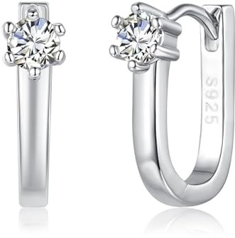 Josfeva Hypoallergen U-förmige Geometrische Silber Creolen, Silber Creolen Ohrring für Damen, Knorpel Schlafen Ohrringe für Frauen Mädchen, 925 Sterling Silber Oval Ohrringe Kreolen mit 5A Zirkonia