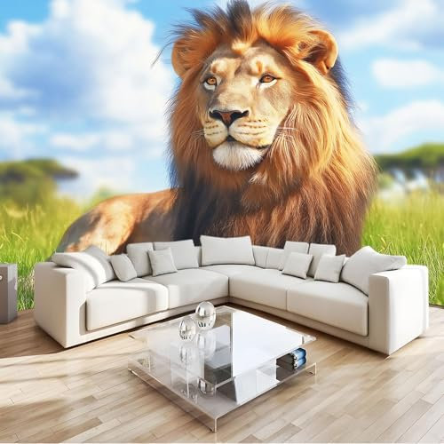 Wallpaper Photo Grassland Animal Lion Murals Wall Art Wallpaper 250x175 cm 3D Photo Wall Mural Living Room Bedroom Luxury Art Wallpapers Papel Mural