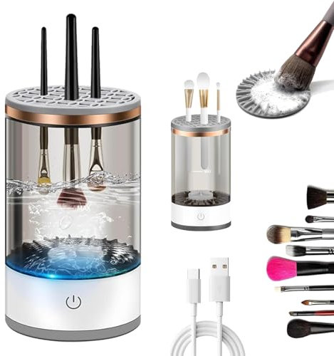 Brosse électrique de nettoyage cosmétique rechargeable, brosse de maquillage de filature automatique pour toutes les brosses de maquillage de taille, outils de nettoyage pour des pinceaux de