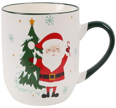 sarcia.eu Tasse en porcelaine blanche festive, Père Noël 420ml (4)