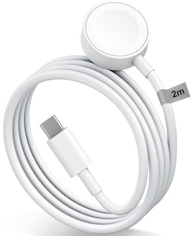 Watch Charger - 2025 Latest Version【MFi Certified】Watch Magnetic Base to USB-C Charging Cable (2m/6.6ft), for i-Watch Series Ultra 2/Ultra/10/9/8/7/6/5~1, Portable Watch Magnetic Charging Cable, White