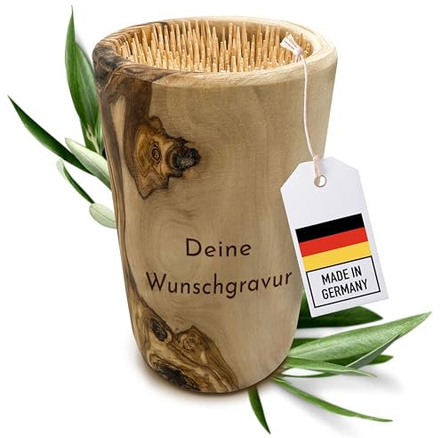 Messerblock ohne Messer personalisiert, Olivenholz - Hochwertige Messer Aufbewahrung als individuelles Geschenk