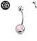 FunZing Bauchnabelpiercing Titan Silber, 12mm Stablänge, 14G Solid Titan, Rosa CZ Nabel Ringe für Body Piercing