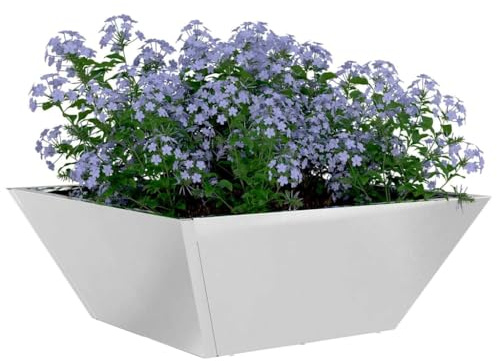 vidaXL Garten-Pflanzgefäß Silber 40 x 40 x 15 cm Edelstahl, Garten und Terrasse, Moderne trapezförmige Deko, robuster Metallpflanzer, minimalistischer Halter