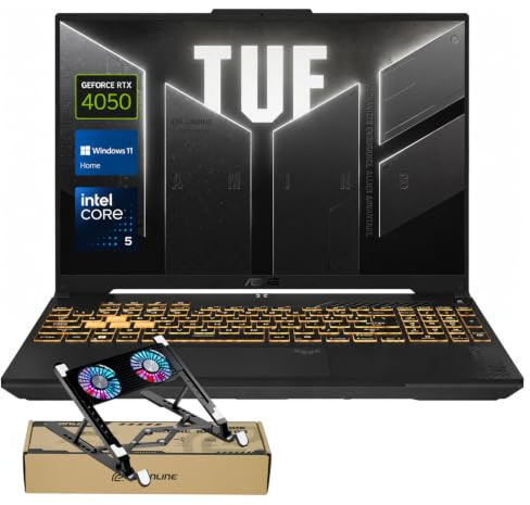 ASUS TUF F16 16 FHD+144Hz Intel Core 5 210H RTX 4050 Gaming Laptop | 16GB DDR5 RAM, 1TB SSD, RGB Backlit KB, Numeric Keypad, Ethernet, Windows 11 Home, Bundle with PCO Laptop Cooler