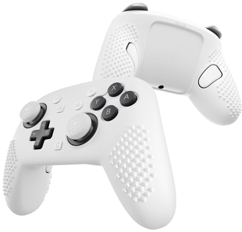 PlayVital Silikonhülle für Nintendo Switch 2 Pro Controller, rutschfest | Schutzhülle mit Joystick-&Rücktasten-Kappen&Sticker, 3D Studded Edition Case, Griphülle, Weiß