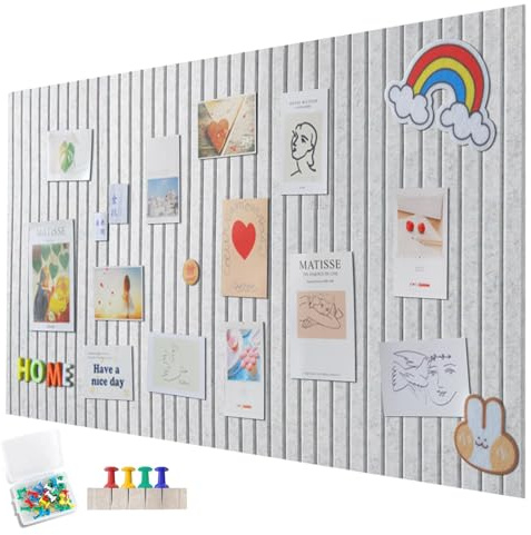 Große Pinnwand 90 x 60 cm, Große Korkplatte, Dekorative Filzkorkplatte, 0,9 cm Dicke, Faltbare Fotottafel mit selbstklebendem Klebeband, Sichttafel