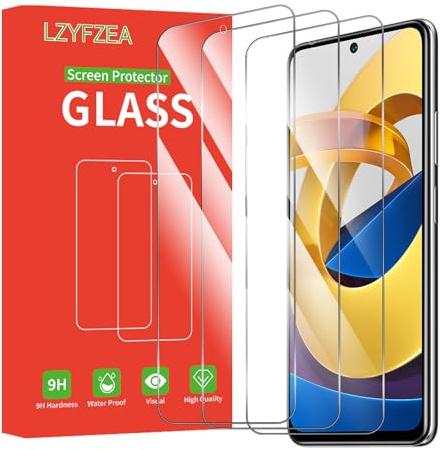 LZYFZEA 3 Piezas, Protector Pantalla para Xiaomi Poco M4 Pro 5G, Cristal Vidrio Templado HD,Libres de Huellas Dactilares, HD Transparente, Dureza 9H, Sin Burbujas