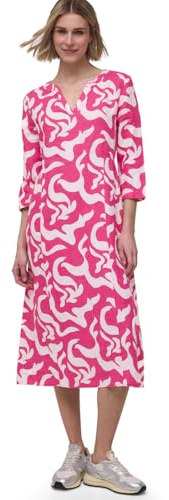 Street One Midi-Kleid aus Leinen mit Print Magenta Dream 34