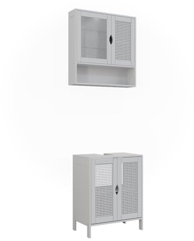 Vicco Badmöbel-Set Liora, Weiß, 48 cm, besteht aus Badspiegel und Waschbeckenunterschrank