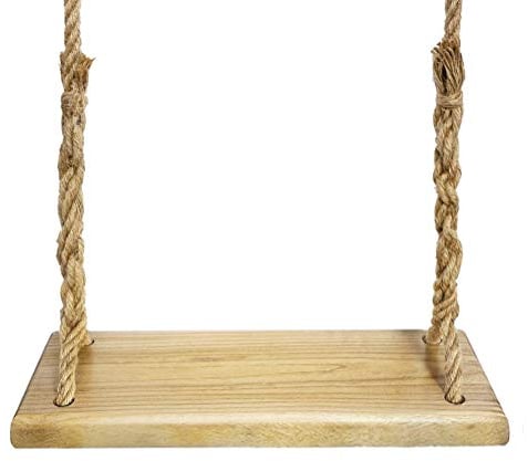 Aoneky Schaukel 60 x20 x3cm mit 3.7M Seil, Holz Brettschaukel, Tragfähigkeit: 160KG, Baumschaukel Kinderschaukel Schaukelsitz aus Natur Holz, für Erwachsene und Kinder (Paulownia Holz Runden)
