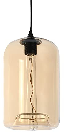 LUSSIOL Pendelleuchte Soho, Pendelleuchte, Rauchglas, 40 W, Orange, ø 28 x H 18 cm, bernsteinfarben