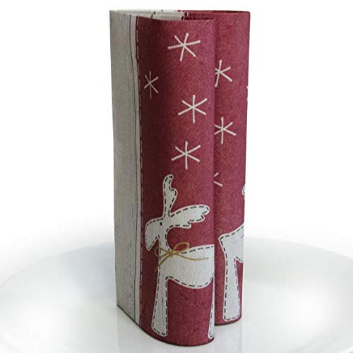HANTERMANN Servietten Weihnachten Bordeaux Premium AIRLAID STOFFÄHNLICH | 25 Stück | 40 x 40cm | 1/4 Falz | hochwertige, edle Weihnachtsservietten | Weihnachtsdeko | Made in Germany