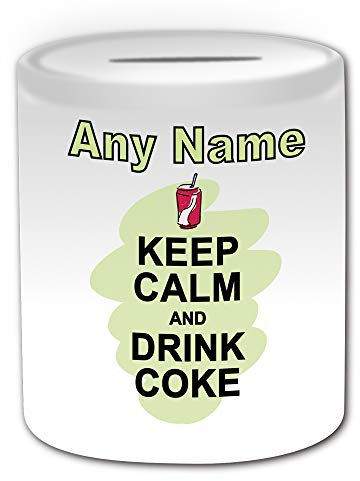 UNIGIFT Spardose mit Aufschrift Keep Calm Drink Coke, Weiß