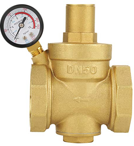 Hilitand DN50 Messing Wasserdruckregler mit einstellbarem Durchfluss Druckregler zum Schutz von Rohrleitungen (DN50)