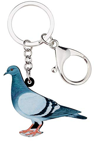 WEVENI Cute Taube Schlüsselanhänger Charms Acryl Taube Schlüsselring Vogel Schmuck für Frauen Mädchen Auto Zubehör (Blau)