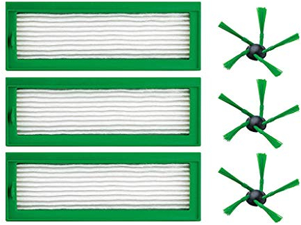 6 Stück für Vorwerk Kobold Staubsauger Zubehör Ersatzteile für Vorwerk Kobold VR200 VR-200 Vaccum Cleaner Ersatzfilter Staubsaugerbürste, 3 Seitenbürsten+ 3 Hepa-Filter