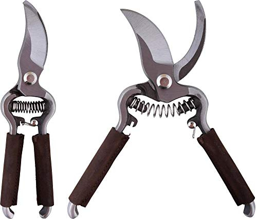 Esschert Design Obst- & Blumenschere mit Sicherungsschlaufe, Länge 21 cm, Leder-ummantelte Griffe, Gartenwerkzeug mit scharfer Klinge