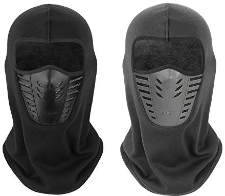 TAGVO Warm Balaclava Full Face Mask Cover with Breathable Mesh Silicone Panel, Winter Fleece Neck Warmer Wind Proof, Fit Helmet Hat for Adults - Elastic Size Universal