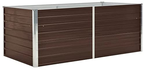vidaXL Raised Garden Bed Galvanised Steel Garden Planter Flower Pot Vegetable Planter Bed Outdoor Brown 80x45x45cm