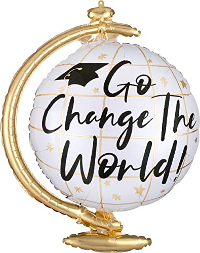 amscan 4091601 Change the World Globe Graduation Folienballon – 1 Stück