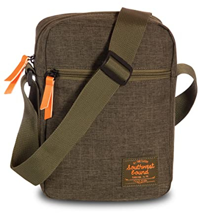 itenga Southwest Bound Budget Umhängetasche Handtasche Freizeit aus Polyester mit Reißverschluss und 6 Fächern Oliv