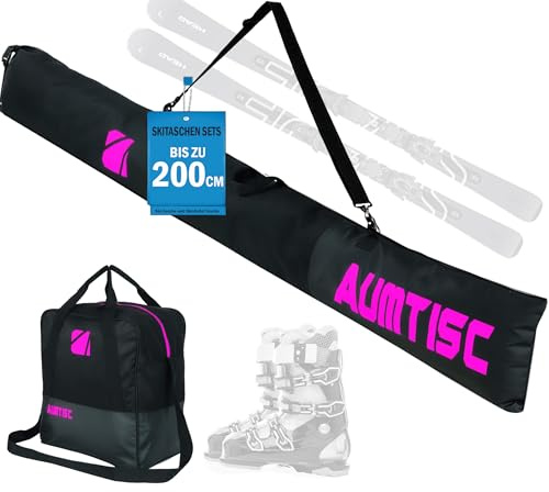 AUMTISC Skitasche und Skischuhtasche Combo - Skitaschen für Flugreisen - gepolsterte Schneeskitaschen passen für Skier bis zu 200 cm