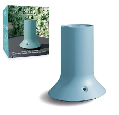 Pranarôm - Diffuseur SOLEO Huiles Essentielles Anti-Moustiques Bio - Rechargeable Portable Léger - SOLEO sans Fil + Cellule Solaire - Bleu