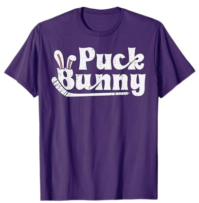 Puck Bunny Ice Hockey Stick Cute Player Men Women Girls Kids T-Shirt