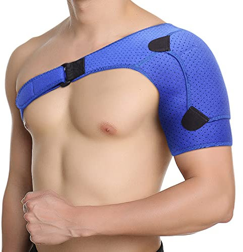 FITTOO Hombrera Ortopedica Tendinitis Apoyo de Hombro Transpirable Hombrera Ortopedica doble Protector Hombro con Almohadilla de Presión para Lesiones Dolores del Hombro Hombres Mujeres (Azul)