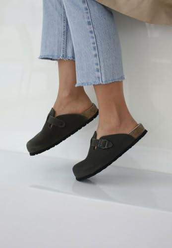 Original VITAFORM Clogs I Nubukleder-Pantoletten für Herren in Blau I Größe 38 I Langlebig & gelenkschonend mit Korkfußbett & Velourslederbezug I Echtes Wildleder I Echte Handwerkskunst