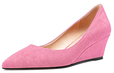 Aachcol Damen Keilabsatz Pumps Mittlerem Absatz Heel Spitze Zehenkappe Slip-on Dress Schuhe Hochzeit Party 5 cm