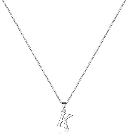 TINGN Kette Silber 925 Kette Damen, Hypoallergene Halskette Damen Silber Kette mit Buchstaben K Kette Silber Anhänger Kette Mädchen Geburtstagsgeschenk Geschenke für Frauen Teenager Mädchen Geschenke