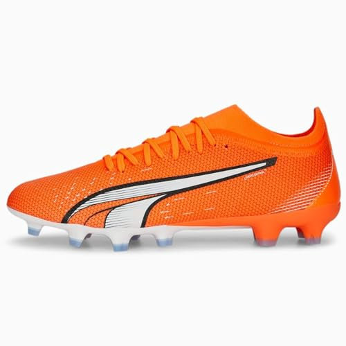 Puma Ultra Match FG/AG - Tacos de fútbol para hombre, Ultra Orange/Puma White/Blue Glimmer, 42 EU