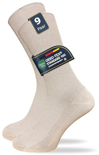 GAWILO Venensocken für Damen & Herren (9 Paar) | Ohne Gummi & ohne drückende Naht | Gesundheitssocken mit Komfortbund | Haltbar & bequem
