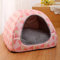Katzenhöhle Bett Igloo, faltbares Katzenzelt, Hundehaus, Hundevilla, Haustiernest, waschbar, abnehmbares Kissen, warm, beruhigend, Katze, Hundehöhle (50 x 50 x 40 cm, Rosa)