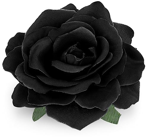 WLLHYF Schwarz Rosen Blumen Haarclip, Stoff Rose Haarblumen Clips Blume Haarnadel Kopfschmuck Blumenhüte Clip für Frau Mädchen Reise Hochzeit Abschlussball Valentinstag