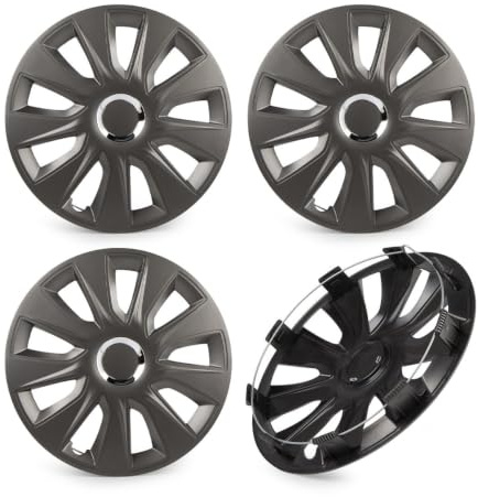 RIDEX 100009A0050 Radblenden Radkappen Universal 4er Set Fürs Auto dunkelgrau