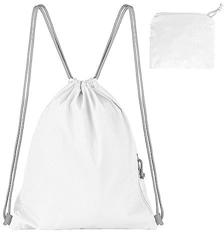 Lily queen Rucksack mit Kordelzug, faltbar, wasserdicht, für Damen und Herren, Weiss/opulenter Garten, Medium, Casual