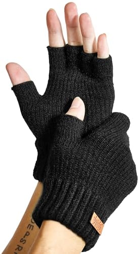 JYUYNY Fingerlose Handschuhe,Handschuhe fingerlos - Fingerless Gloves,Kaschmir Handschuhe,Winter warme Strick Handschuhe,Laufen Radfahren Fahren für Herren und Damen